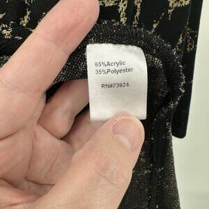 MING WANG cardigan sweater jacket blazer knit shoulder pads gold black plus 1X